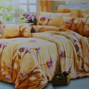 Puuvillasatiin voodipesukomplekt Brown flowers