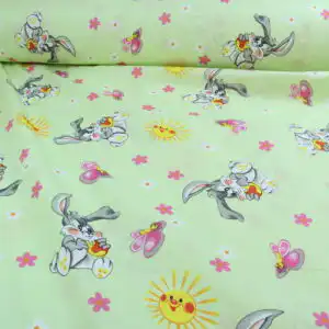 Beebi voodipesu kangas- roheline jänku