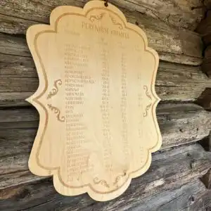 Vineerist tahvel graveeritud teksti ja pildiga "perenaise abimees"